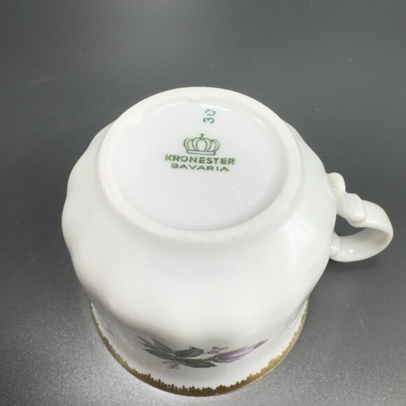 Kronester Bavaria Fine China Porcelain Teacup And Saucer Set Gold Edges Germany - Picture 8 of 15